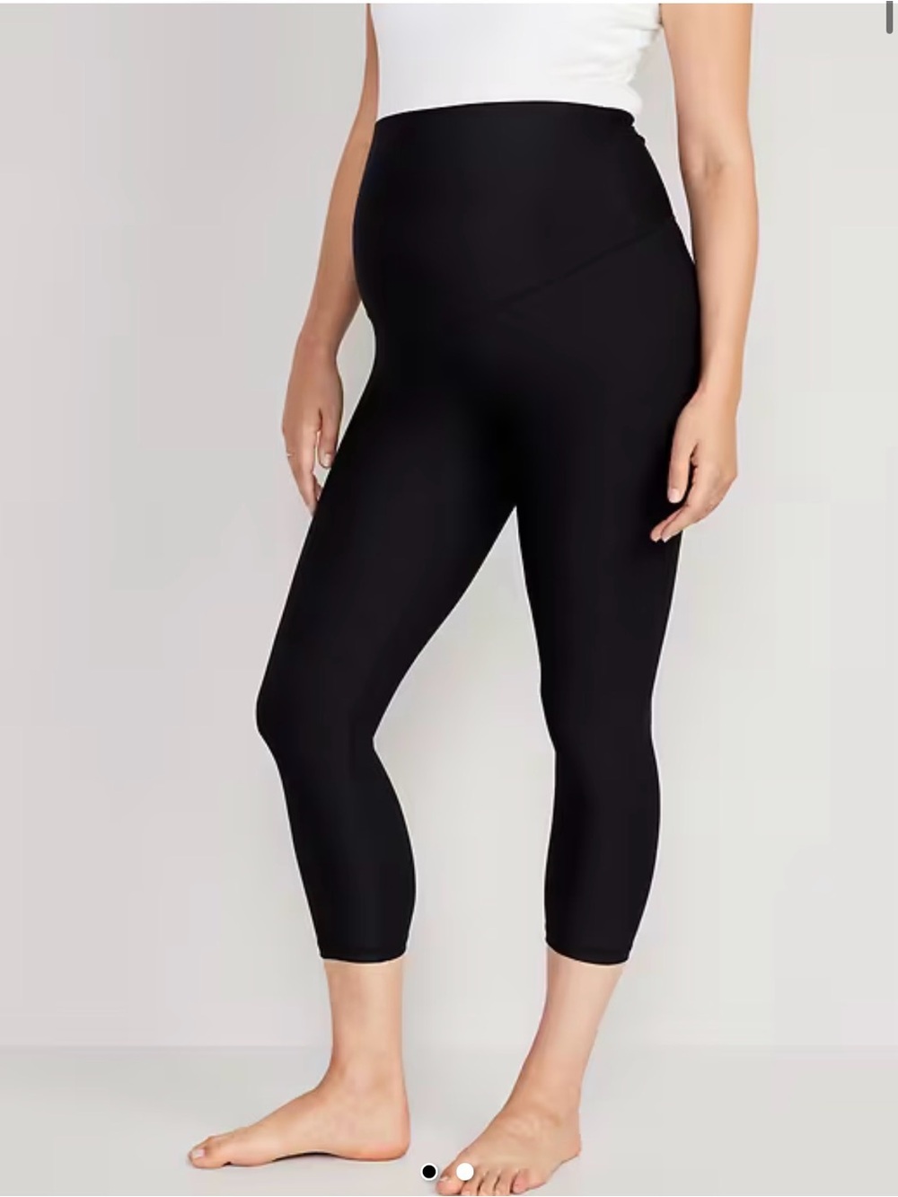 Old Navy Maternity Full-Panel PowerSoft Crop Leggings Black Size XL